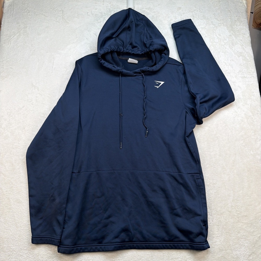 Gymshark Men's Hoodie Medium Blue Performance Pullover Training Activewear